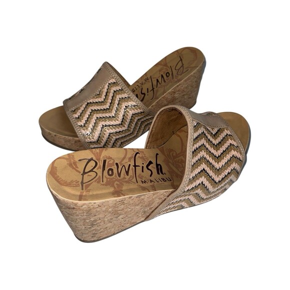 Blowfish Malibu Wedge Sandals Women’s 8 Cork Platform Slip On Coastal Cowgirl - Picture 14 of 16